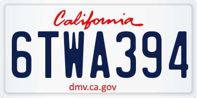 CA license plate 6TWA394
