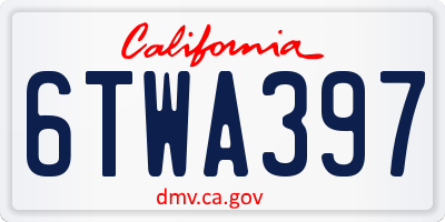 CA license plate 6TWA397