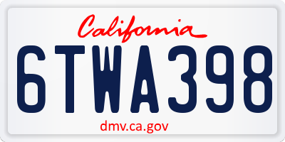 CA license plate 6TWA398