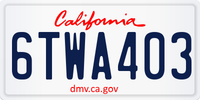 CA license plate 6TWA403
