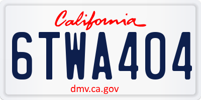 CA license plate 6TWA404