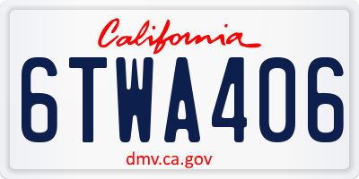 CA license plate 6TWA406