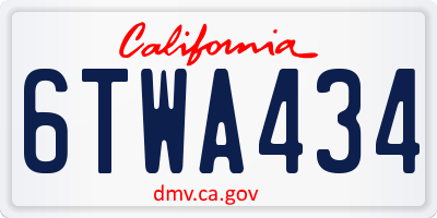CA license plate 6TWA434