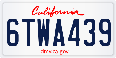 CA license plate 6TWA439