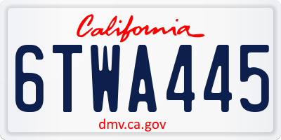CA license plate 6TWA445