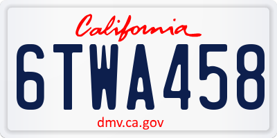 CA license plate 6TWA458