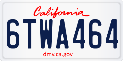 CA license plate 6TWA464