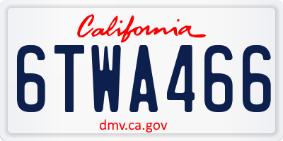 CA license plate 6TWA466