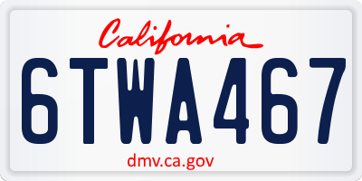 CA license plate 6TWA467