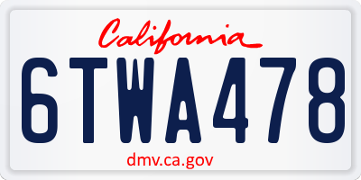 CA license plate 6TWA478
