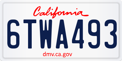 CA license plate 6TWA493