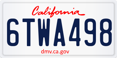 CA license plate 6TWA498