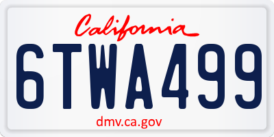 CA license plate 6TWA499