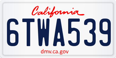 CA license plate 6TWA539