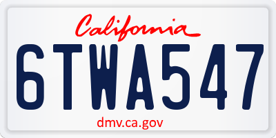 CA license plate 6TWA547
