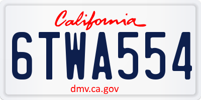 CA license plate 6TWA554