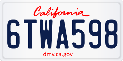 CA license plate 6TWA598