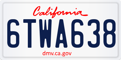 CA license plate 6TWA638