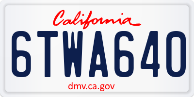 CA license plate 6TWA640