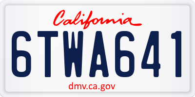 CA license plate 6TWA641
