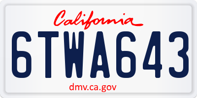 CA license plate 6TWA643