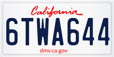 CA license plate 6TWA644