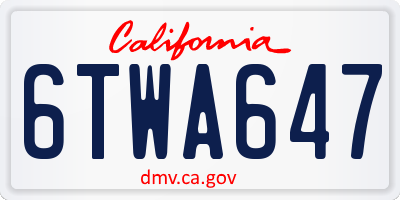 CA license plate 6TWA647