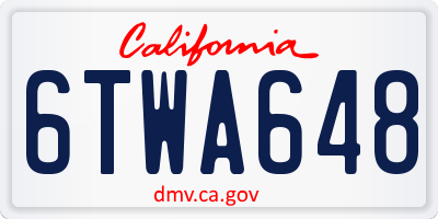 CA license plate 6TWA648
