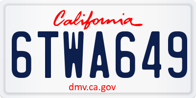 CA license plate 6TWA649