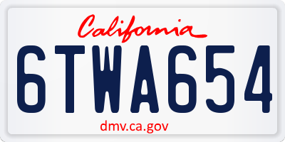 CA license plate 6TWA654