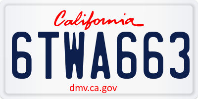 CA license plate 6TWA663