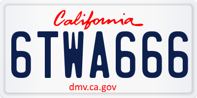 CA license plate 6TWA666