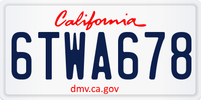CA license plate 6TWA678