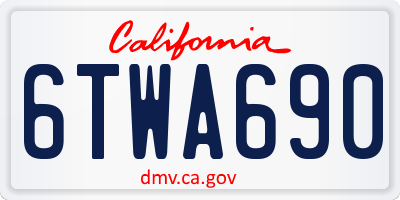 CA license plate 6TWA690