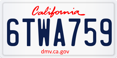 CA license plate 6TWA759