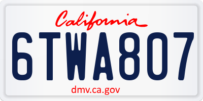 CA license plate 6TWA807