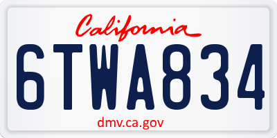 CA license plate 6TWA834