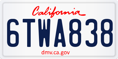 CA license plate 6TWA838