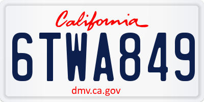 CA license plate 6TWA849