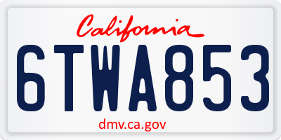 CA license plate 6TWA853