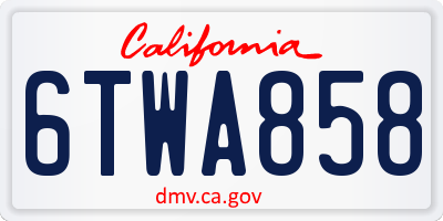 CA license plate 6TWA858