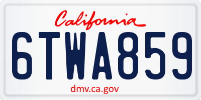 CA license plate 6TWA859