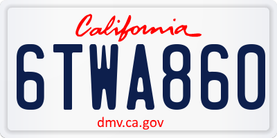 CA license plate 6TWA860