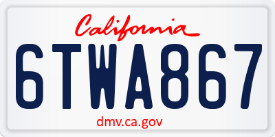 CA license plate 6TWA867