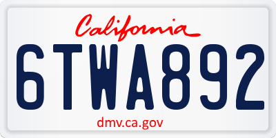 CA license plate 6TWA892