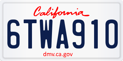 CA license plate 6TWA910
