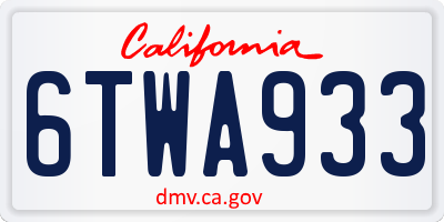 CA license plate 6TWA933