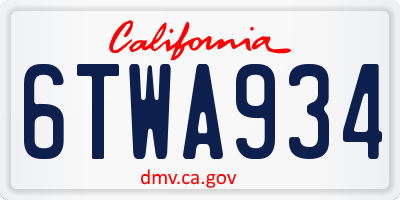 CA license plate 6TWA934