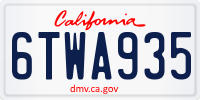 CA license plate 6TWA935