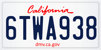 CA license plate 6TWA938